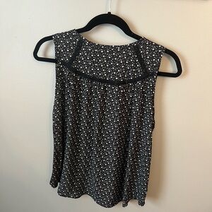 LOFT Black and White Floral Blouse